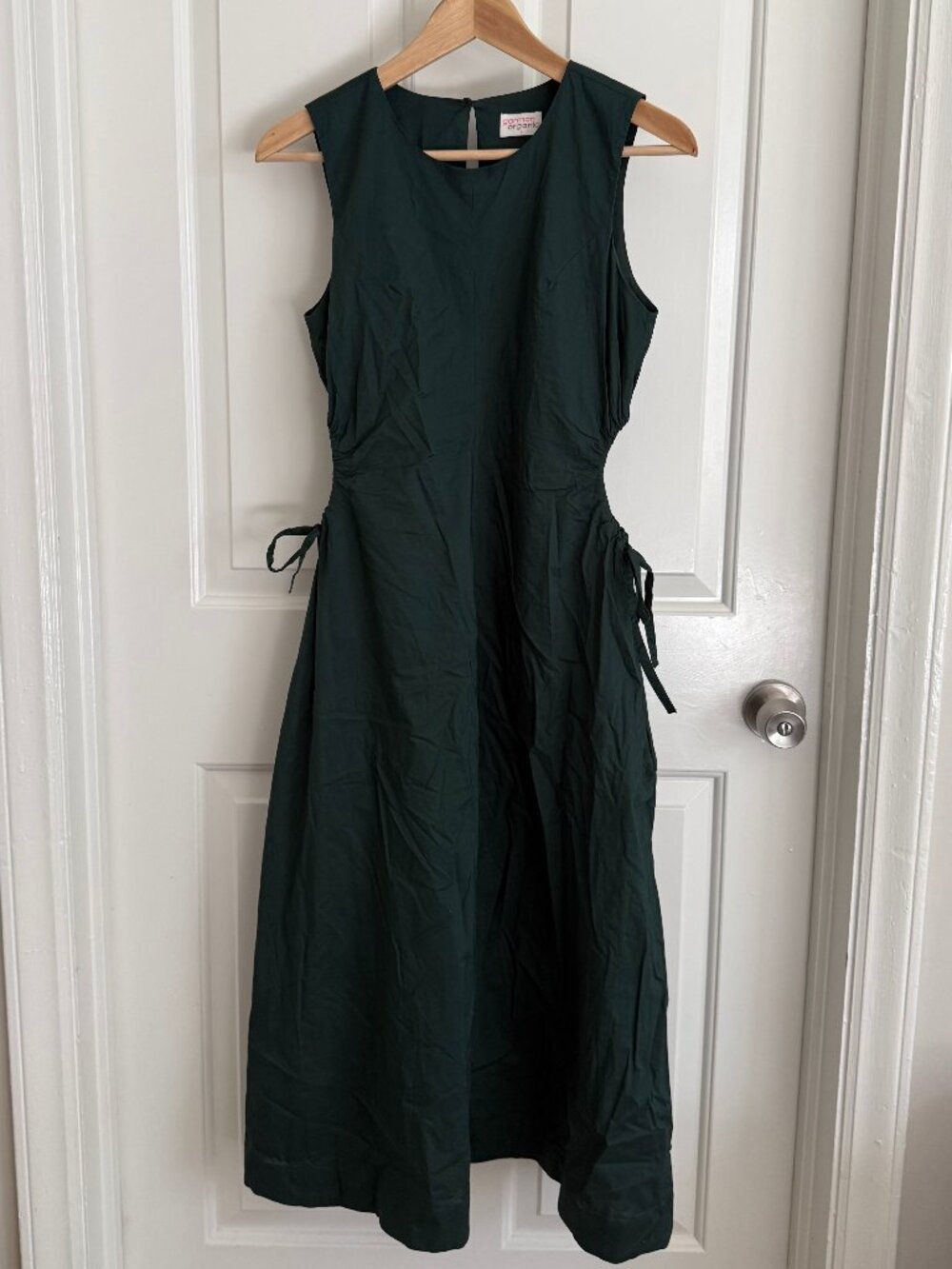 Gorman Organic Midi Dress with Waist Tie Cutouts, size 8